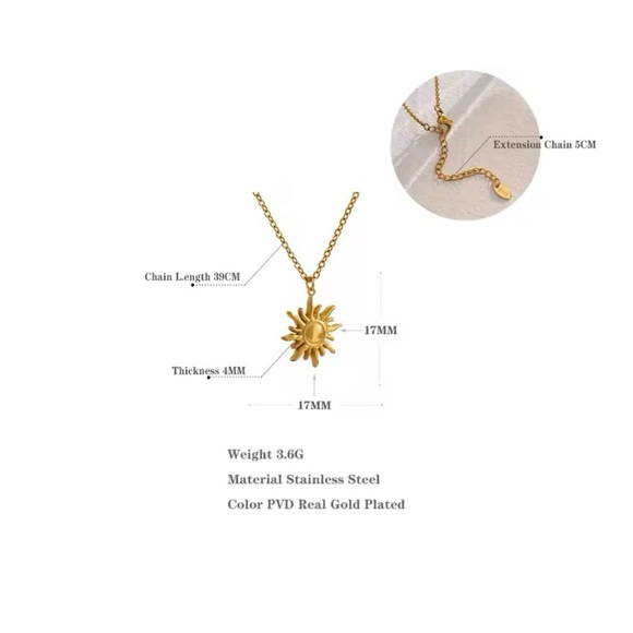 COPY - Stainless Steel Golden Casting Sun Pendant Necklace - Picture 4 of 6